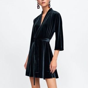 Zara Velvet Belted Mini Dress